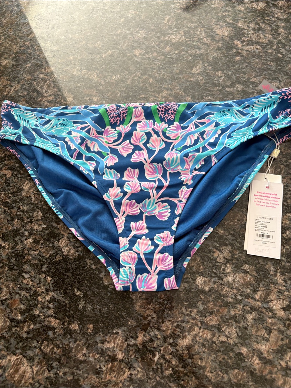 Lilly Pulitzer size 14 Barton Blue Mid-Rise Bikini bottoms bnwt